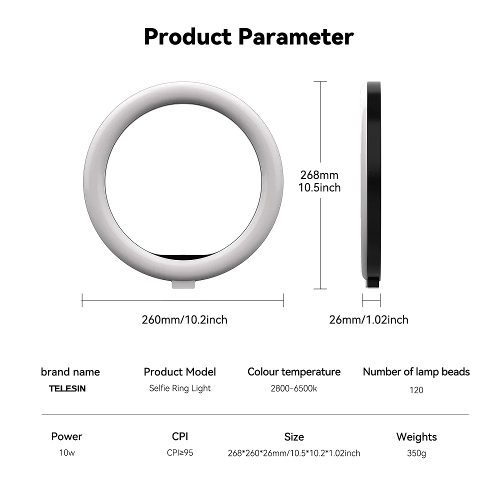 10-Inch Magnetic Selfie Ring Light by TELESIN | Ring Light | SASKA Trading