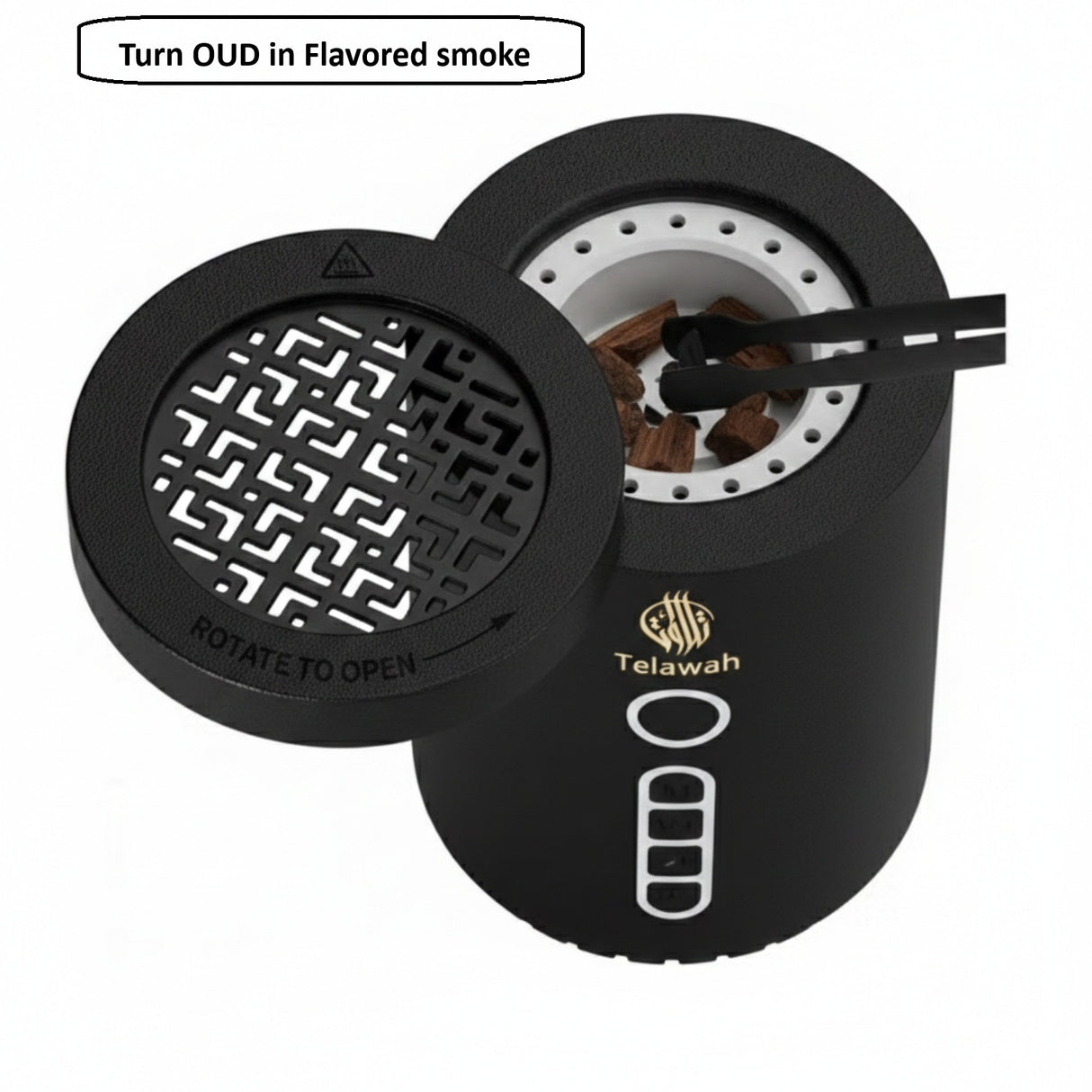 Smart OUD Bakhoor Incense Burner with Full Quran Audio MP3 Player Translation and Tafseer Rechargeable Quran Speaker by Telawah