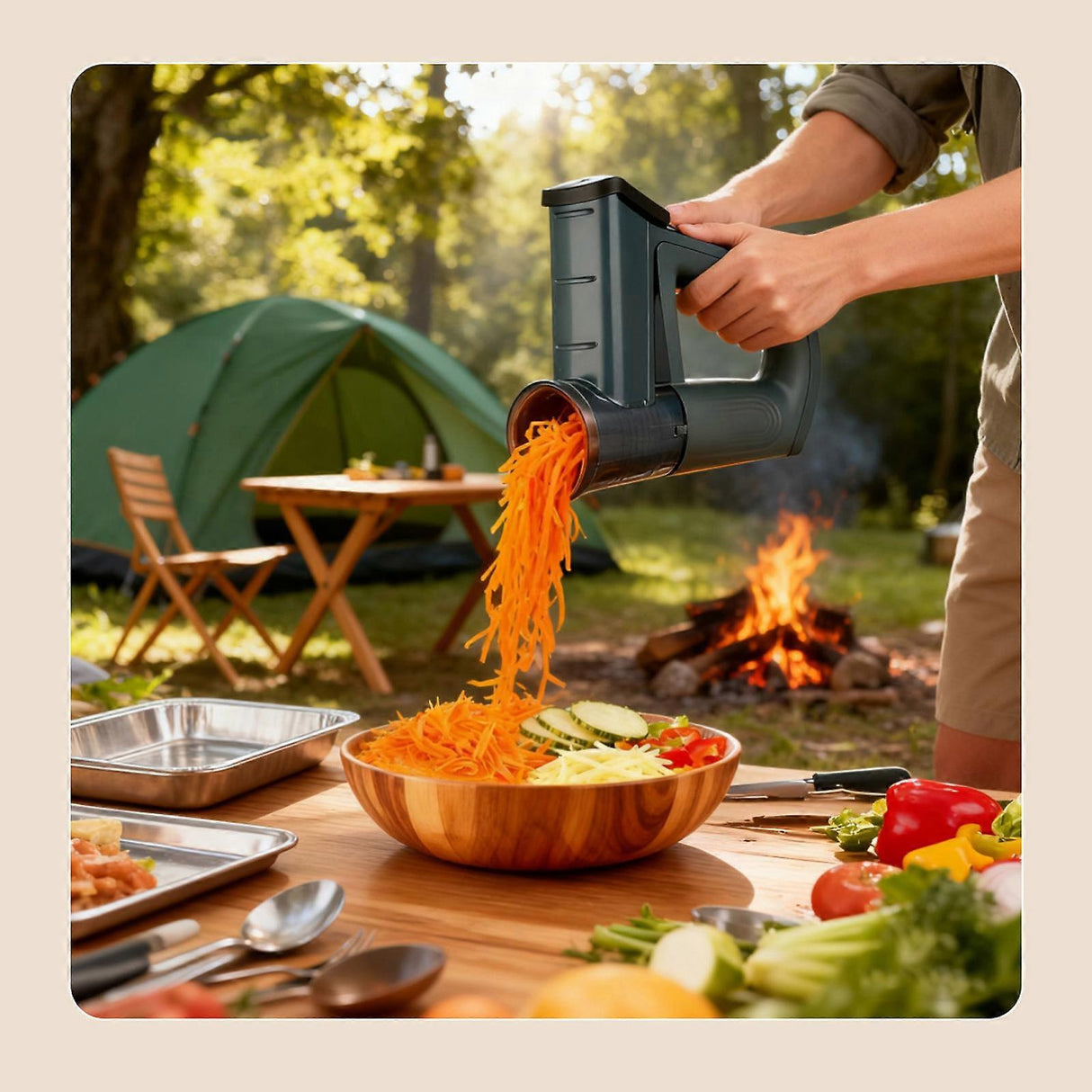 قطّاعة خضروات كهربائية ذكية 5 في 1 مع شاشة رقمية – قطّاعة وشرّاحة ومبشرة طعام قابلة لإعادة الشحن مع وعاء تخزين