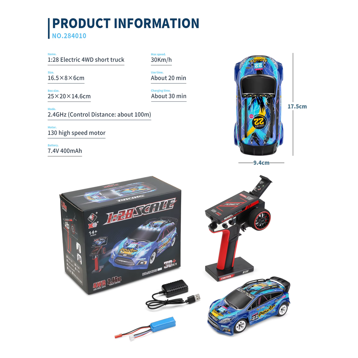 1:28 Scale High-Speed RC Drift Car with Metal Chassis & 4WD | RC car | SASKA Trading