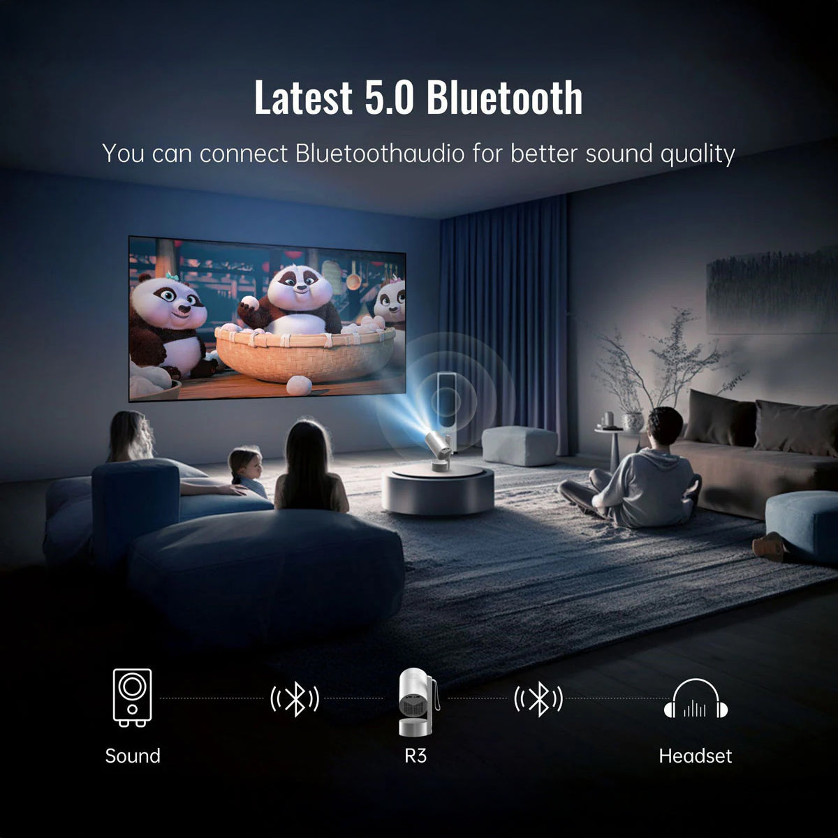 جهاز عرض صغير محمول R3P - 1080P LED، أندرويد 13