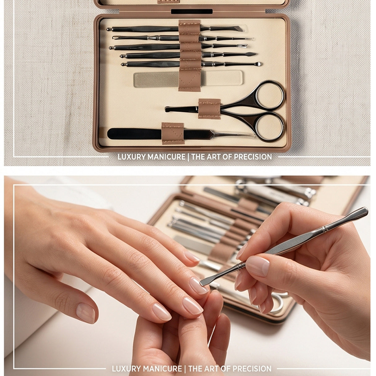 13-in-1 Manicure Kit – Stainless Steel Nail Care & Grooming Set with Storage Case by Green Lion