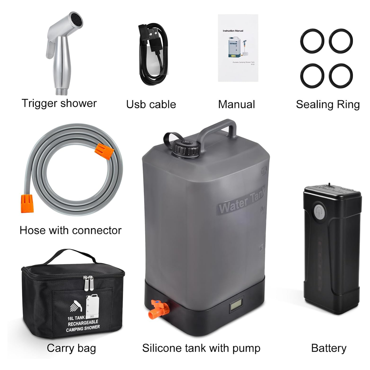 16L Silicone Water Tank, Portable Shower with Shower Head | PORTABLE SHOWER | SASKA Trading