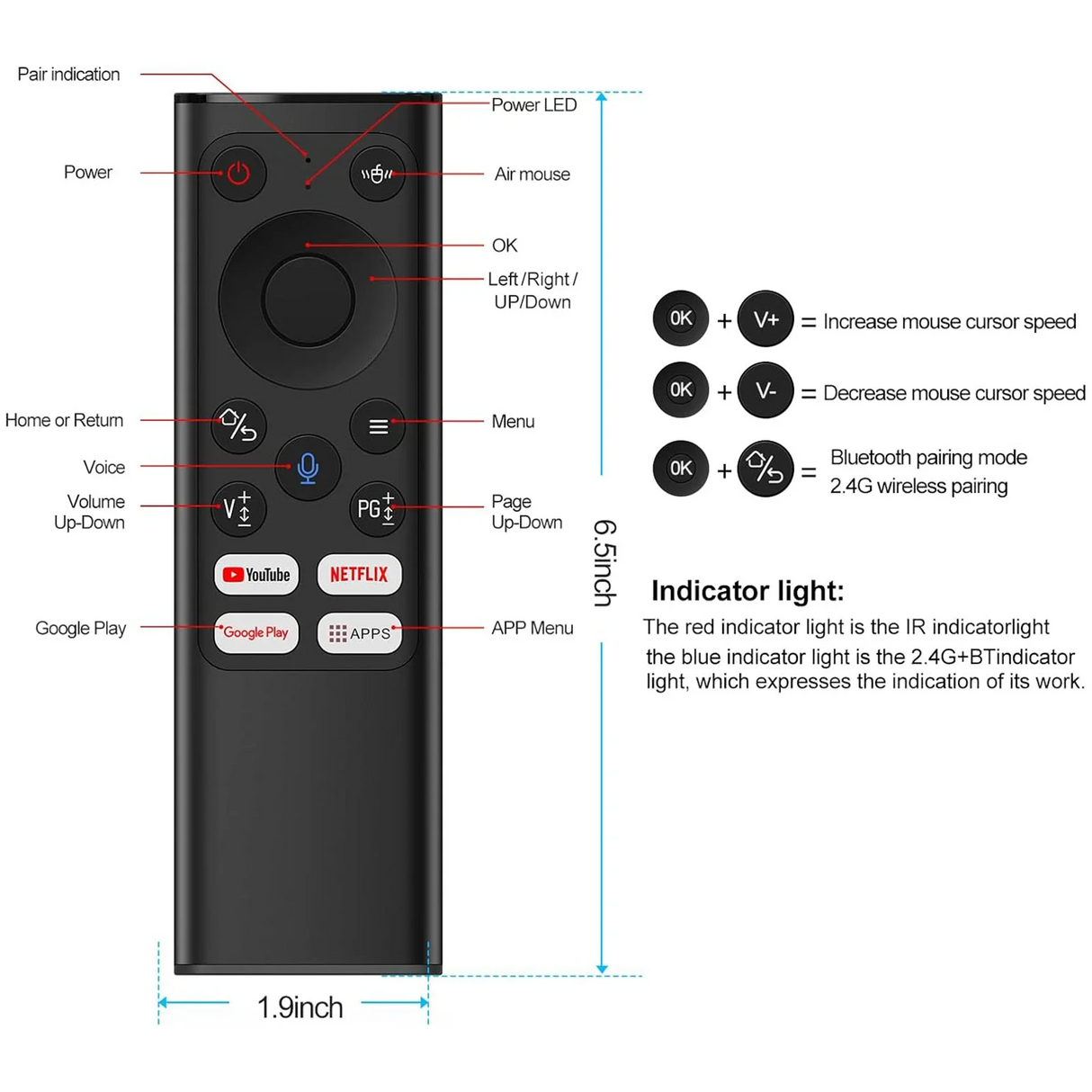 Rechargeable Voice Air Mouse with Mini Keyboard Wireless | Laser Mouse | SASKA Trading