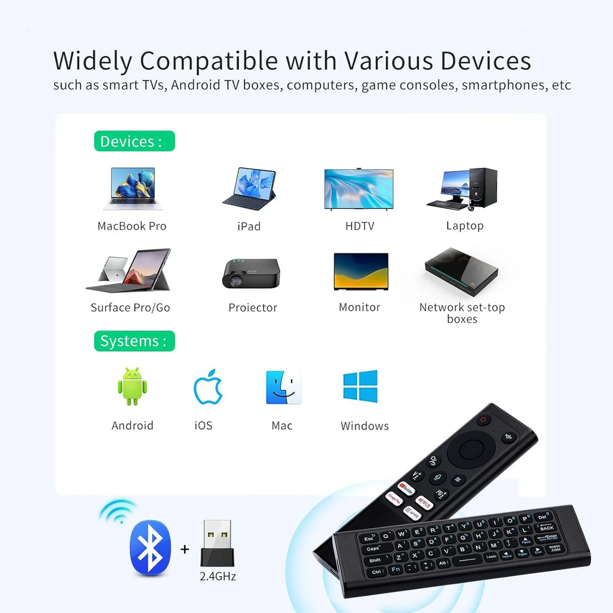 Rechargeable Voice Air Mouse with Mini Keyboard Wireless | Laser Mouse | SASKA Trading