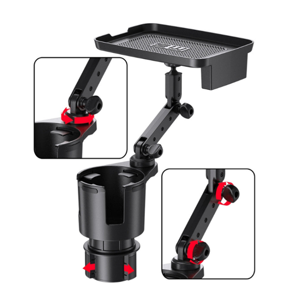 2-in-1 Adjustable Car Cup Holder with Rotating Tray | Car organizer | SASKA Trading
