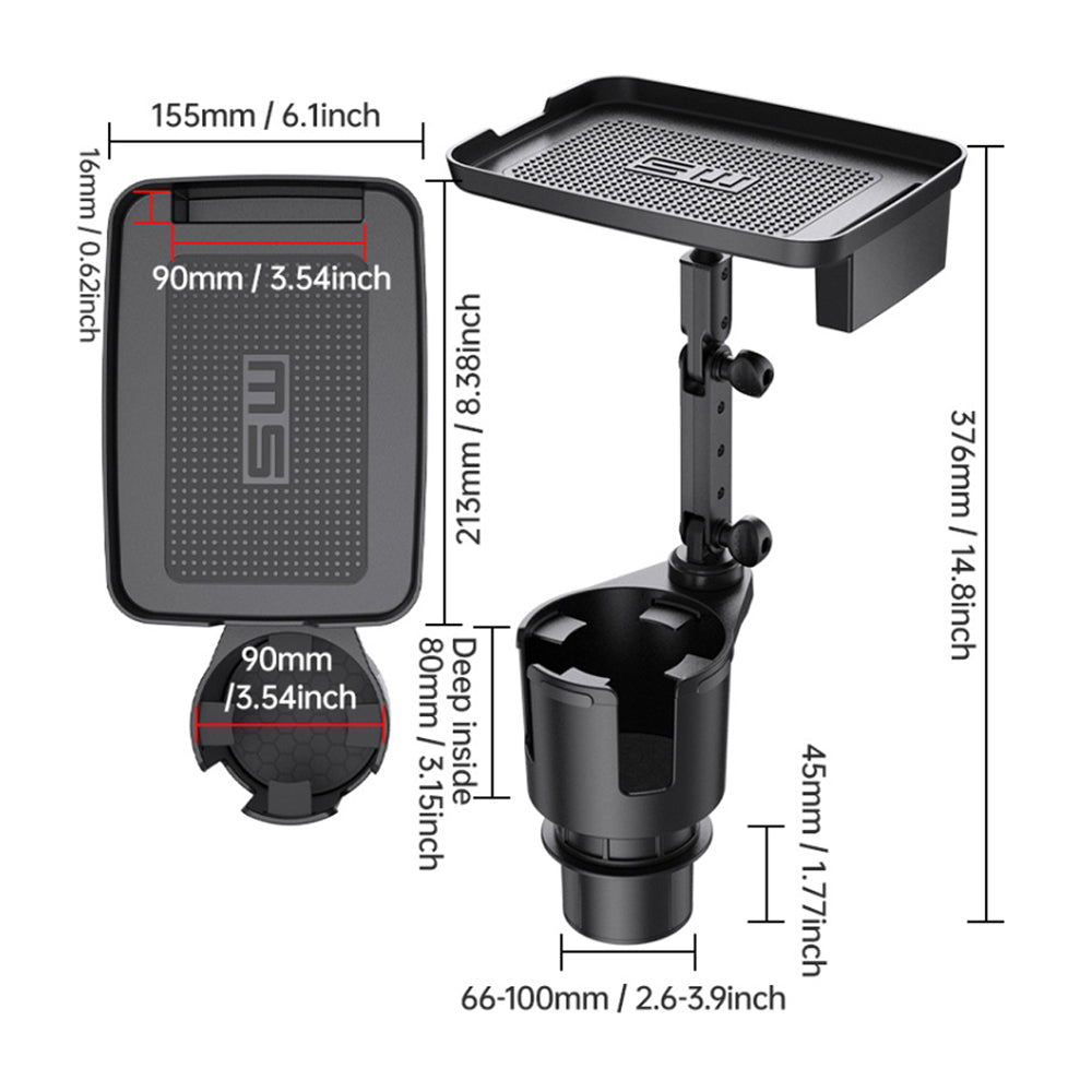 2-in-1 Adjustable Car Cup Holder with Rotating Tray | Car organizer | SASKA Trading