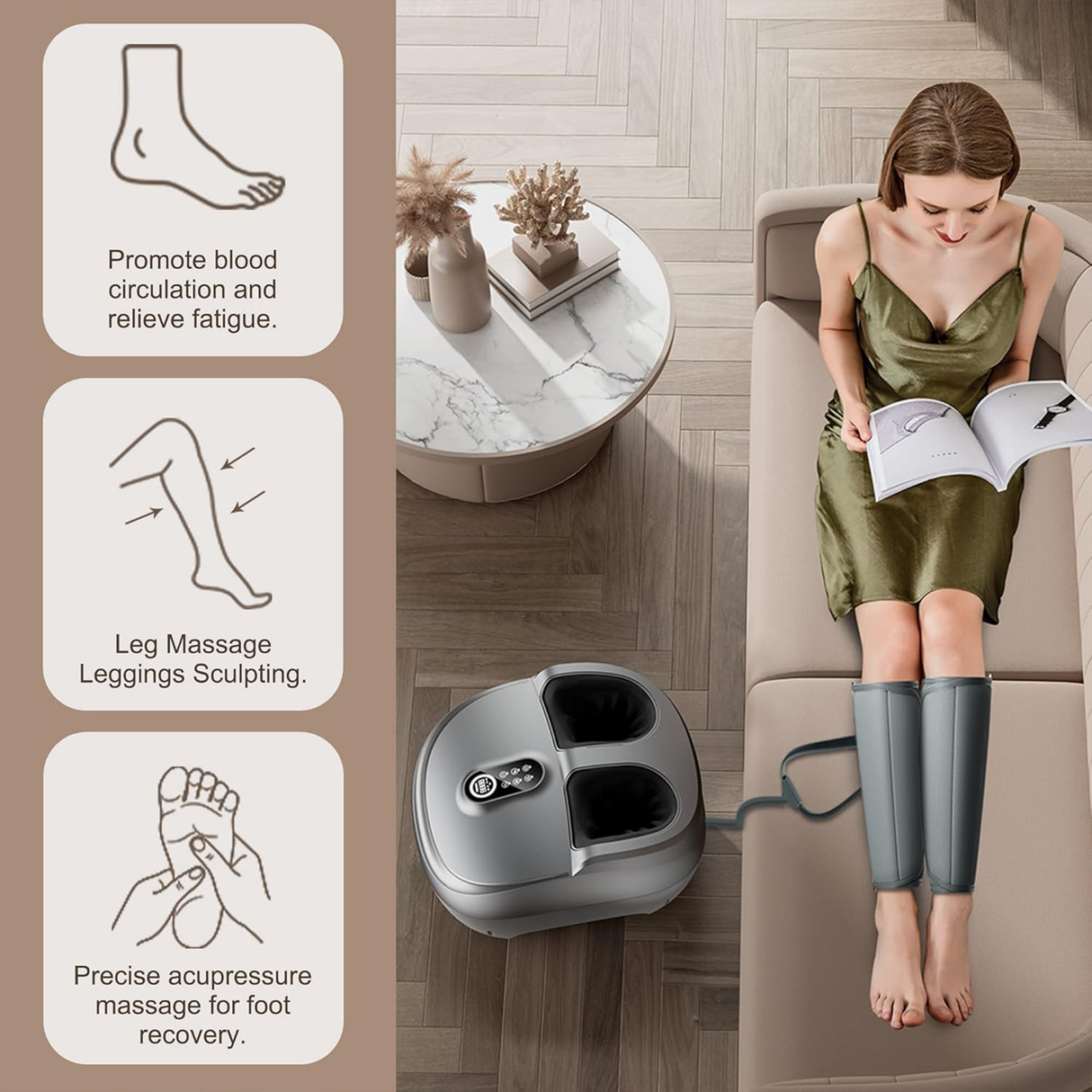2-in-1 Shiatsu Foot & Calf Massager with Heat | Massager | SASKA Trading