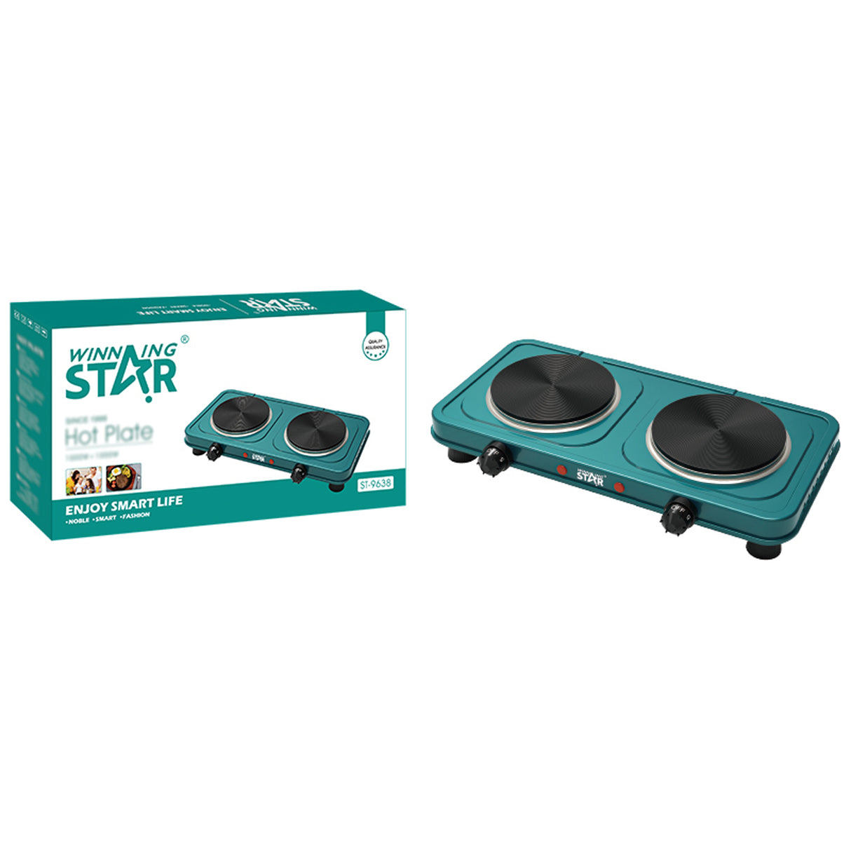 Electric Double Burner Hot Plate Stove (ST-9638) 1000W by Winning Star | Hot Plate | SASKA Trading