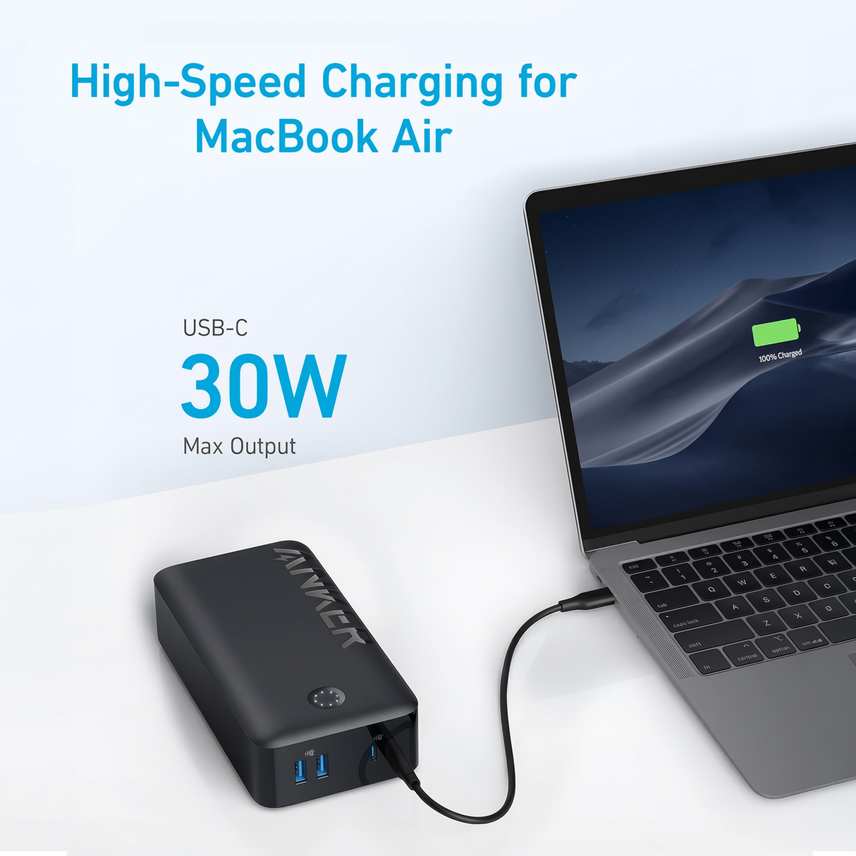 347 Power Bank, 40,000mAh 30W USB-C Fast Charging Portable Charger for Smart devices by Anker