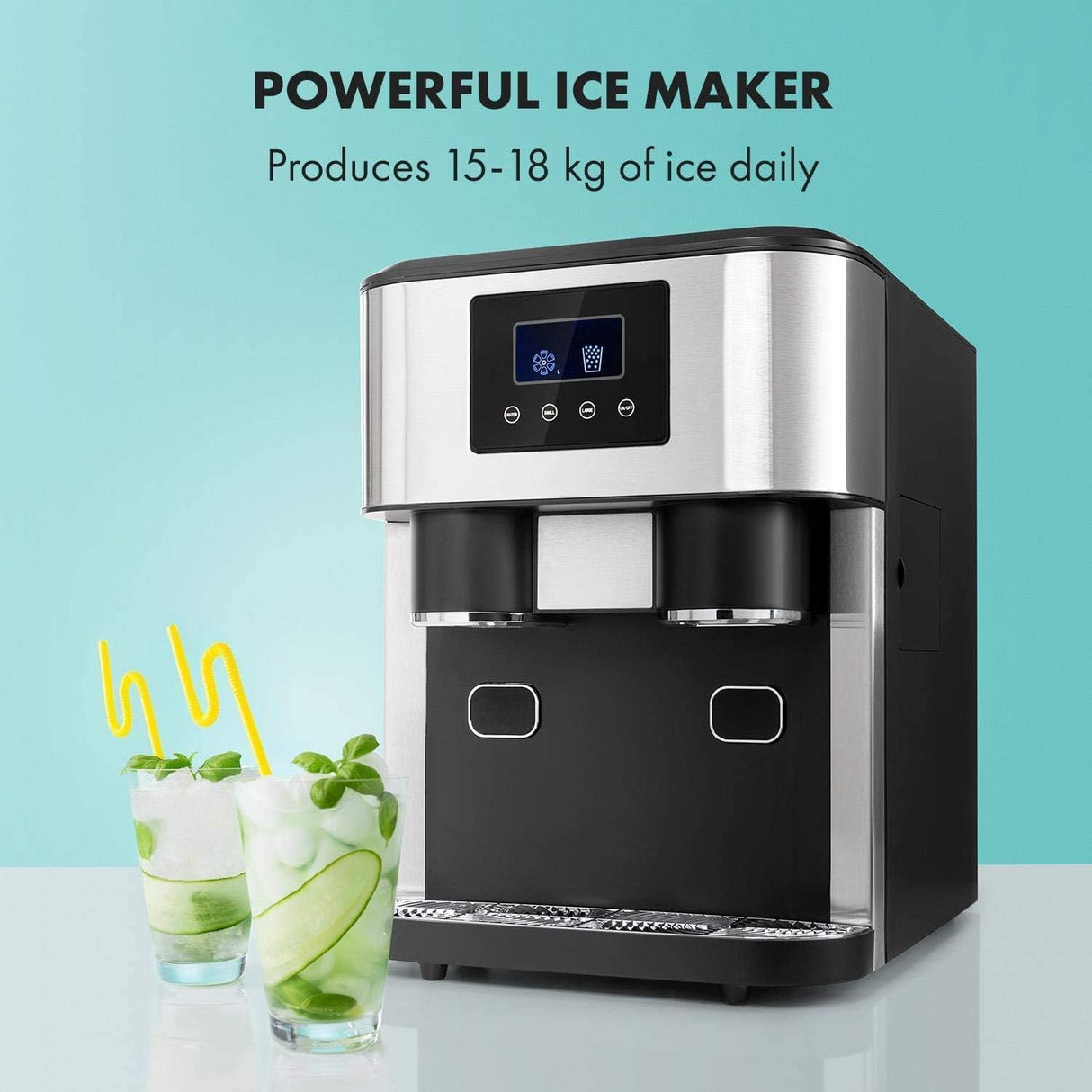 3-in-1 Countertop Ice Maker Machine – Ice Cubes, Crushed Ice & Cold Water Dispenser with Touch LCD | Ice Maker Machine | SASKA Trading