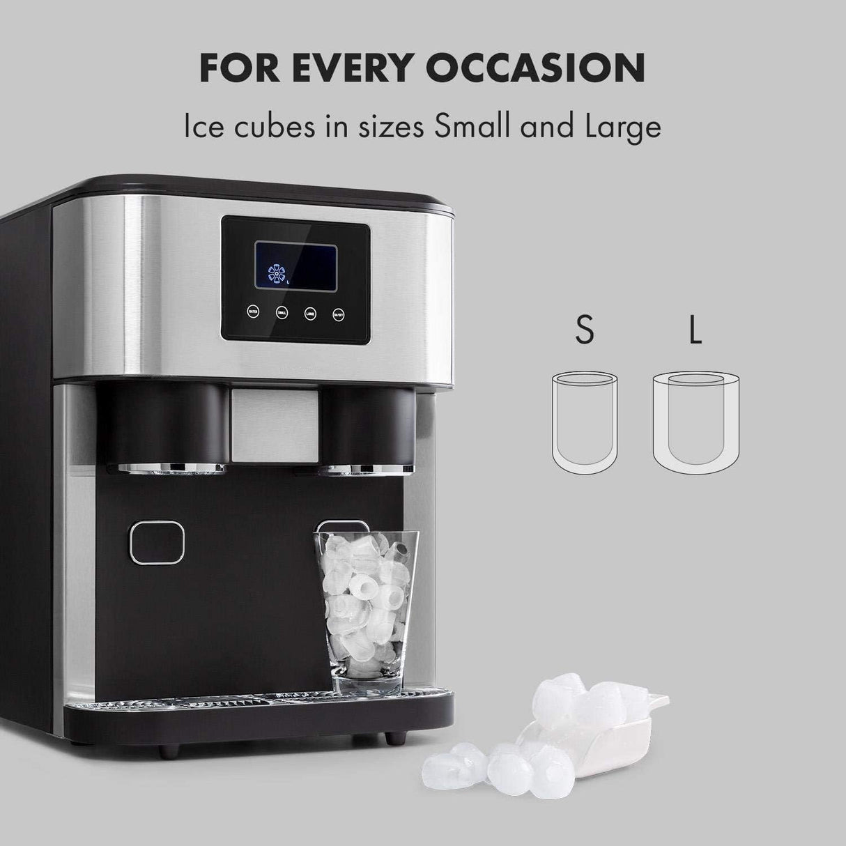 3-in-1 Countertop Ice Maker Machine – Ice Cubes, Crushed Ice & Cold Water Dispenser with Touch LCD | Ice Maker Machine | SASKA Trading