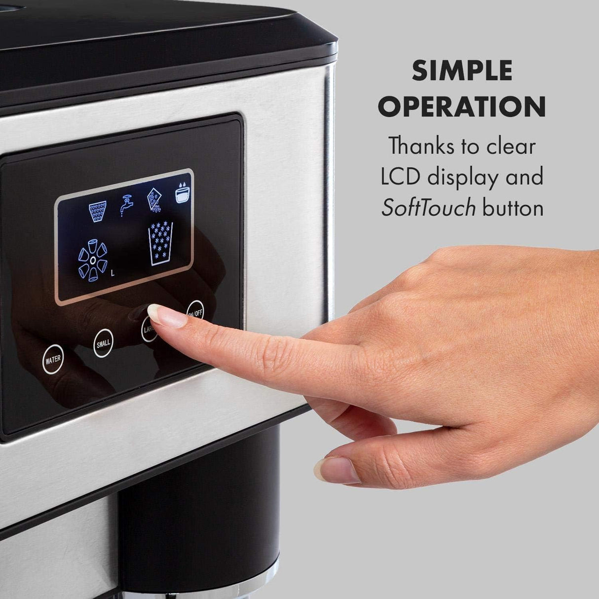 3-in-1 Countertop Ice Maker Machine – Ice Cubes, Crushed Ice & Cold Water Dispenser with Touch LCD | Ice Maker Machine | SASKA Trading