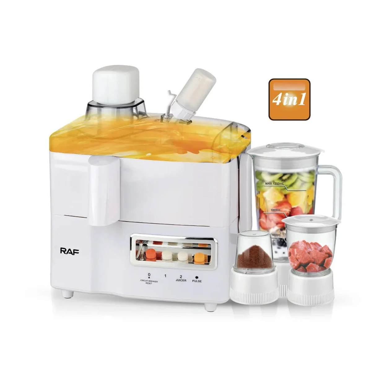4-in-1 Multifunction Juicer & Food Processor – 300W Electric Fruit & Vegetable Extractor by RAF