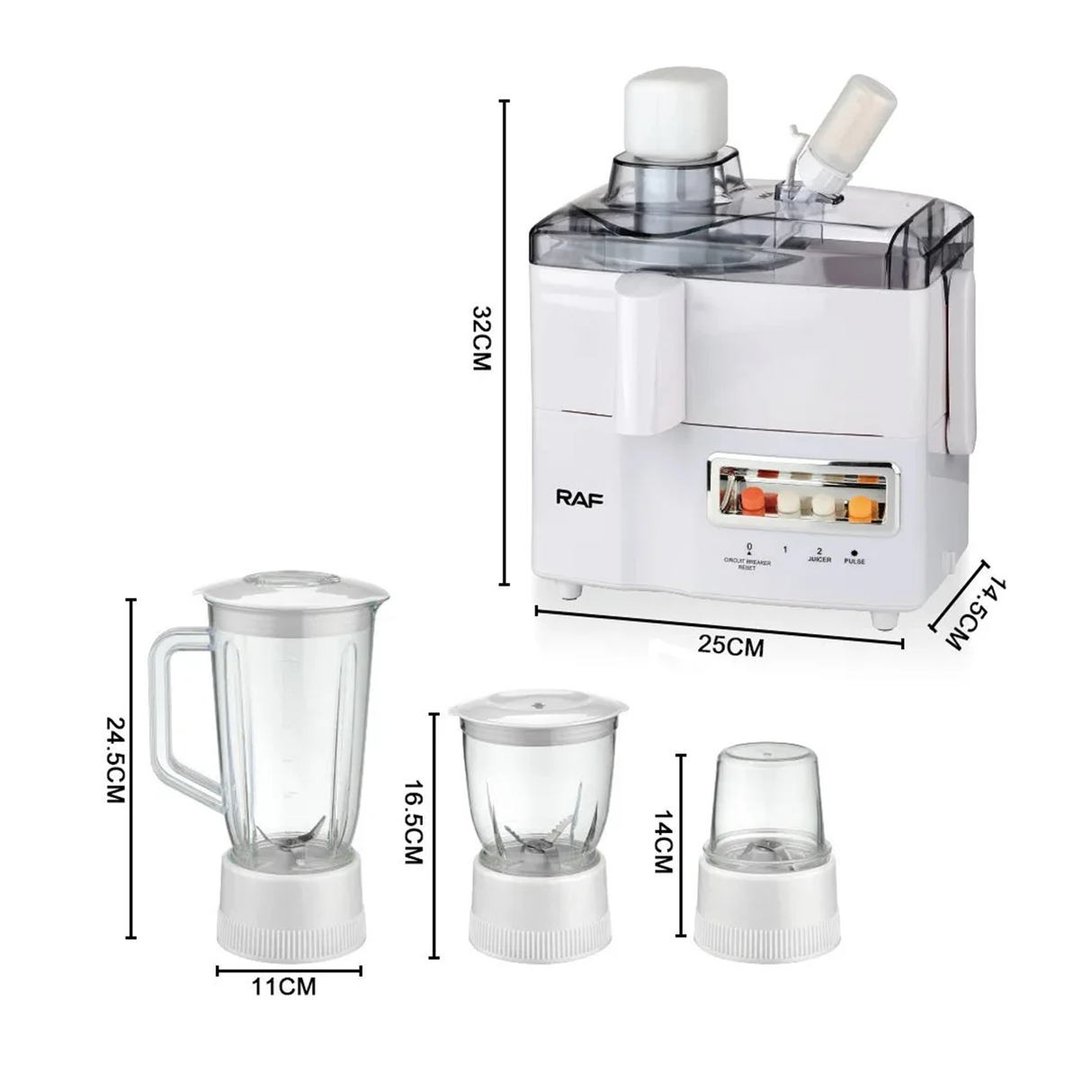 4-in-1 Multifunction Juicer & Food Processor – 300W Electric Fruit & Vegetable Extractor by RAF