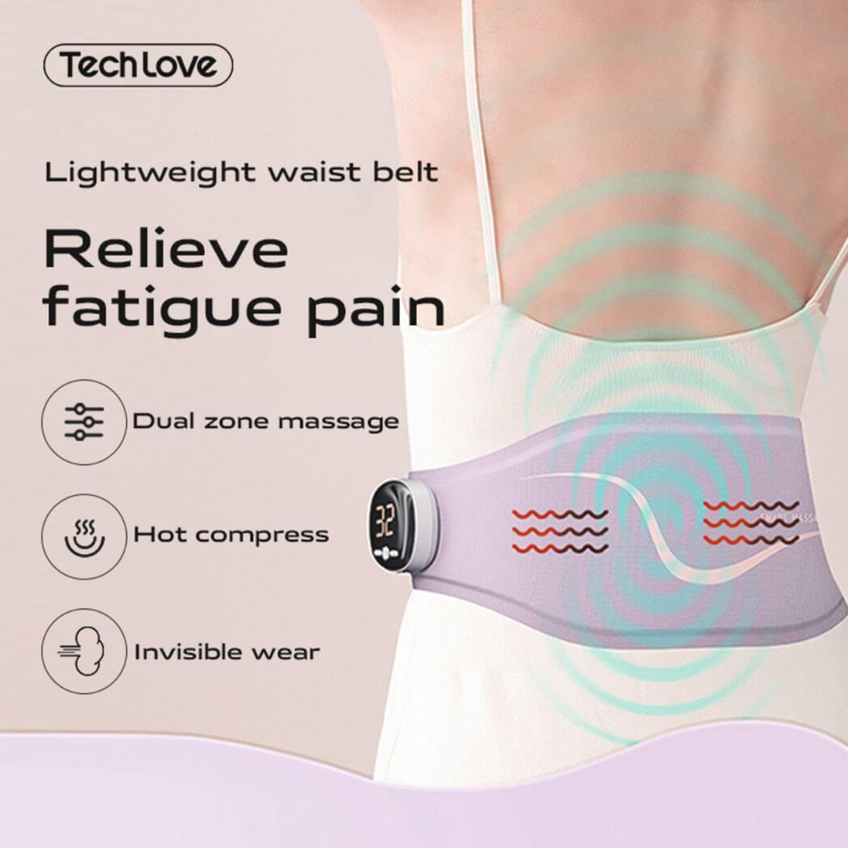 4-in-1 Waist Belt Massager – Heat, Vibration by TechLove | Massager | SASKA Trading