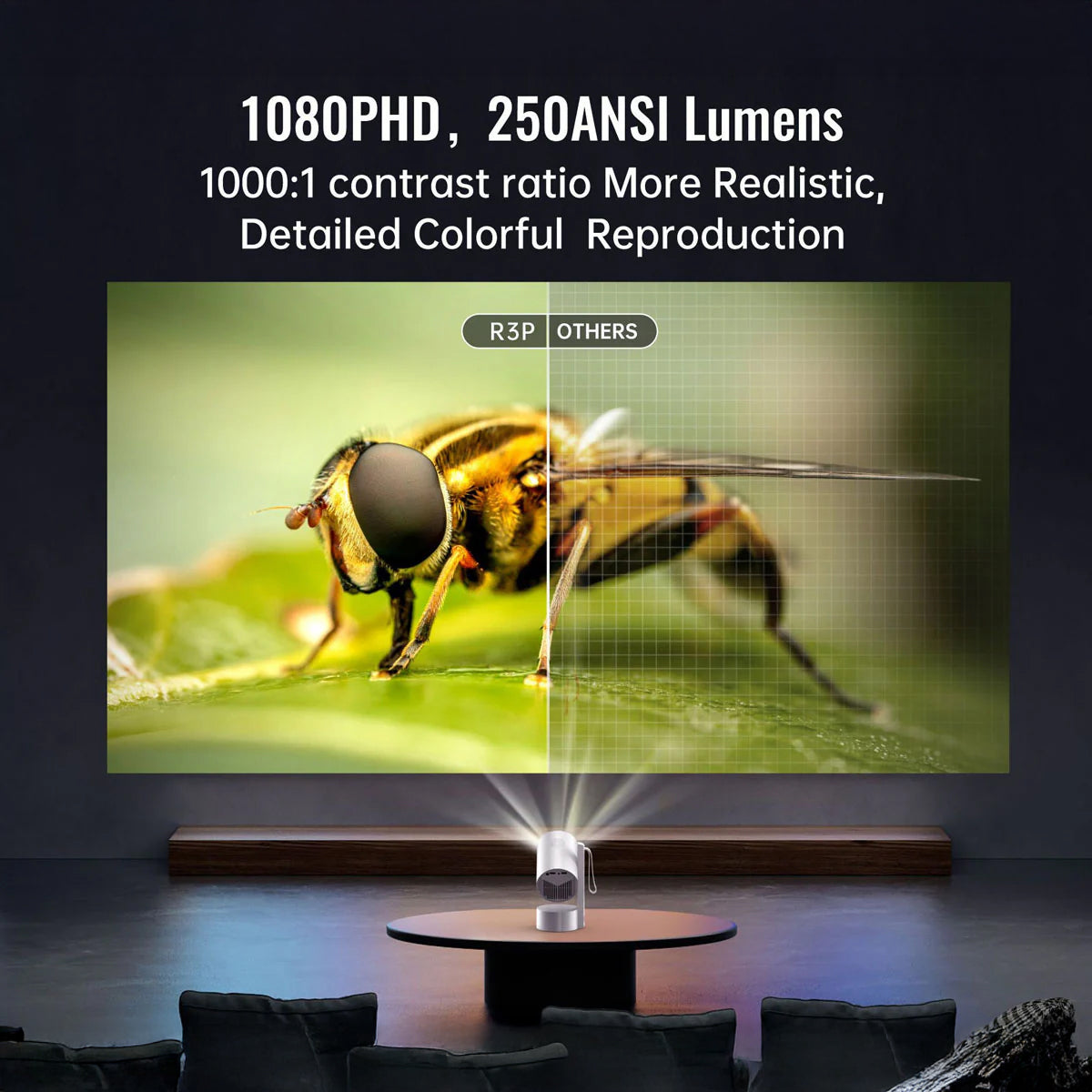 جهاز عرض صغير محمول R3P - 1080P LED، أندرويد 13
