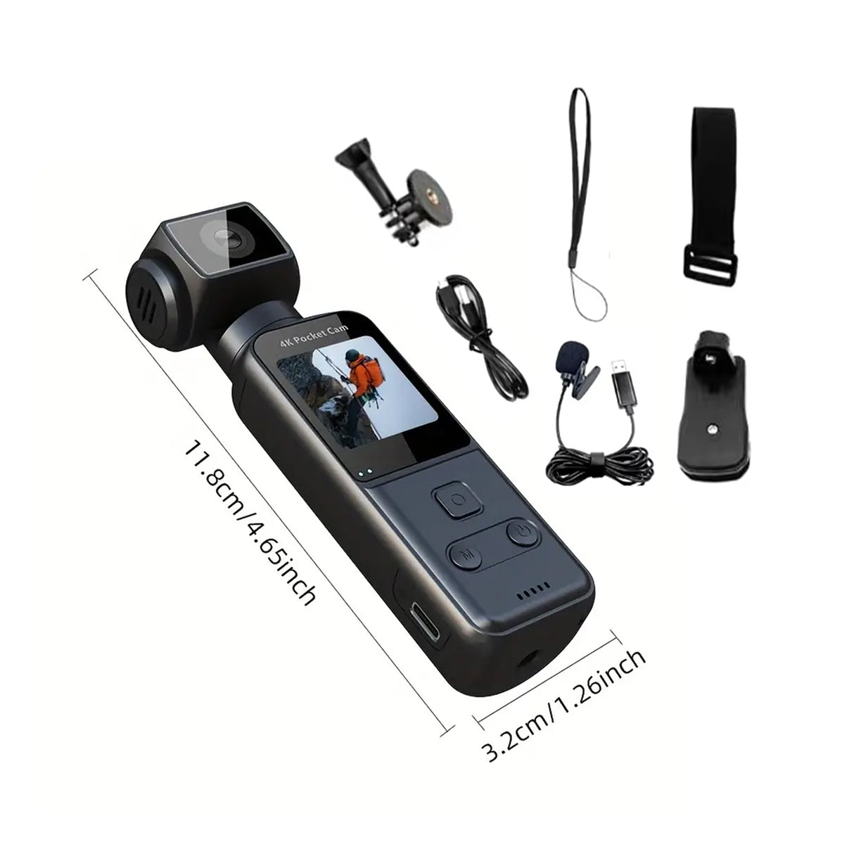 4K Pocket Body Camera 150 degree Lens, External Microphone | Action Camera | SASKA Trading