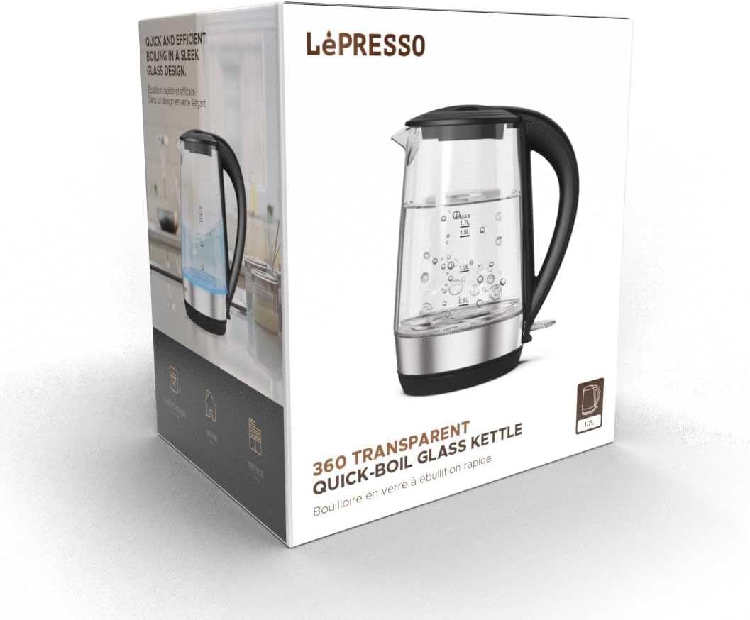 Lepresso 360 Transparent Quick Boil Glass Kettle 1.7L | Kettle | SASKA Trading
