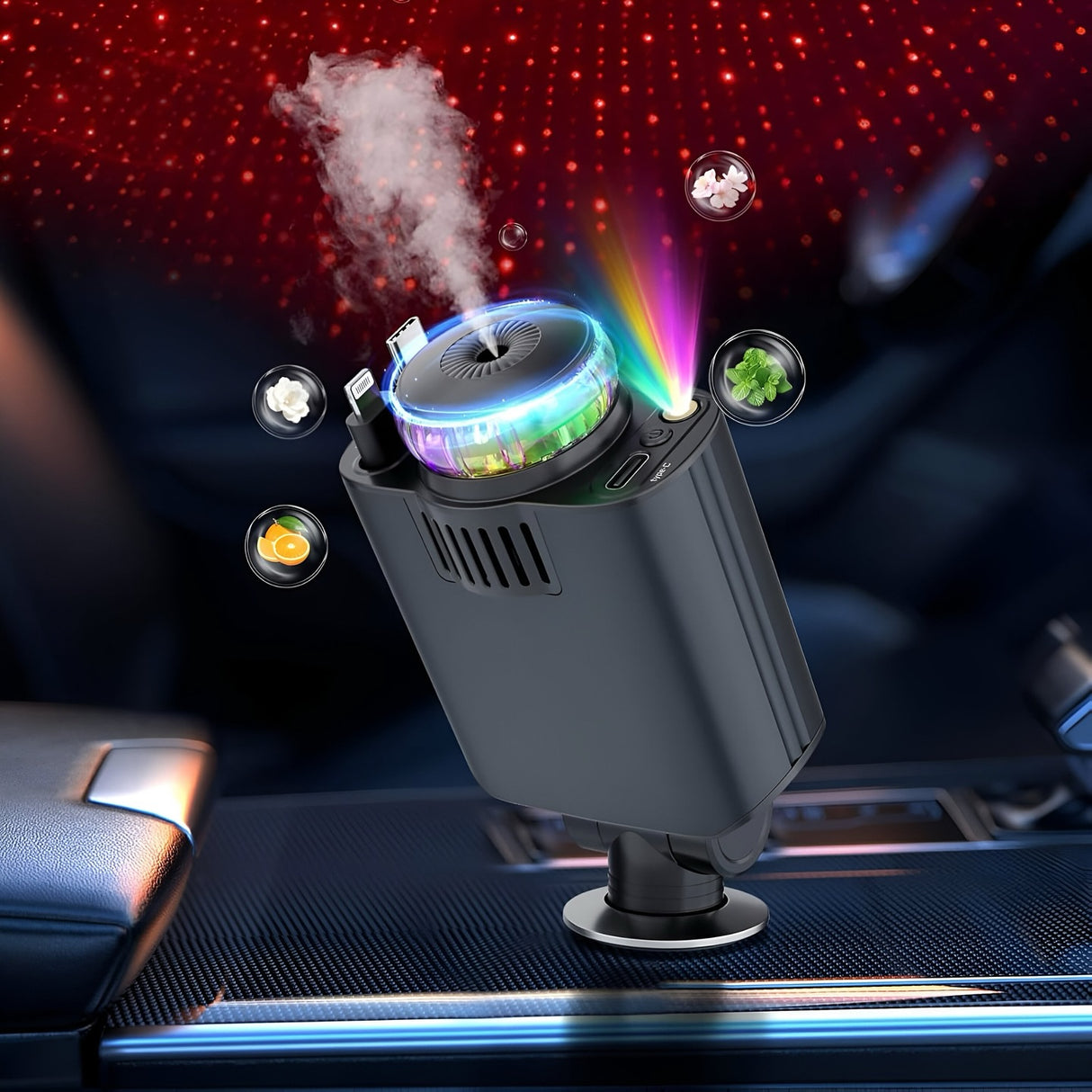 5-in-1 Car Charger and Star light with Air Freshener | Car Charger | SASKA Trading