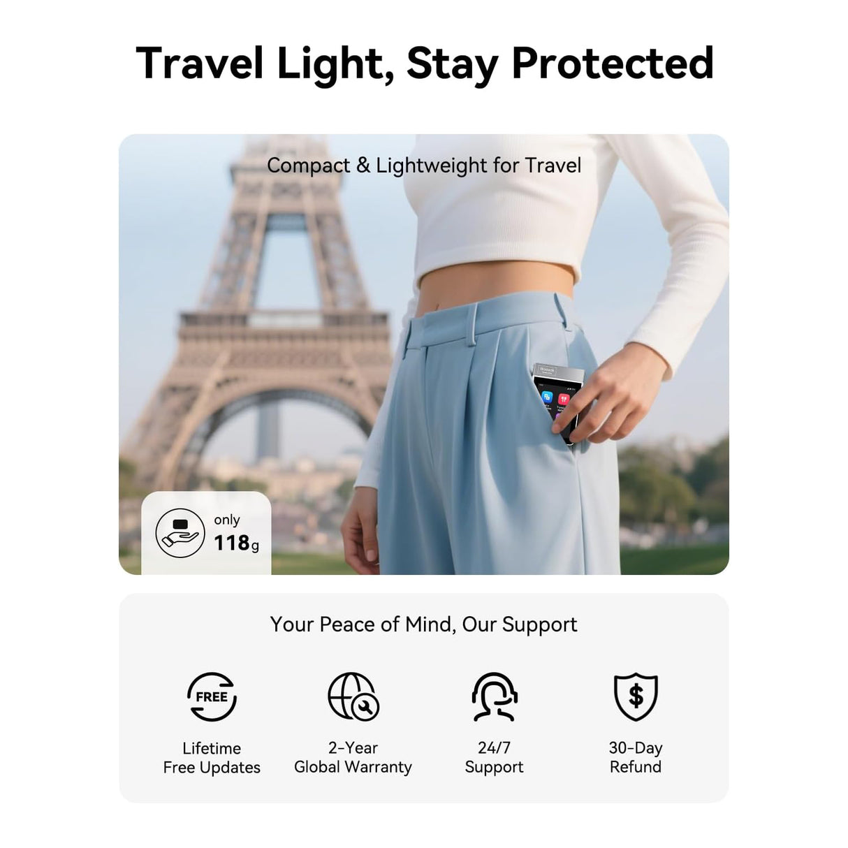 سماعات أذن مترجمة | جهاز مستقل عن شبكات 4G وWiFi، يدعم أكثر من 144 لغة من Wooask