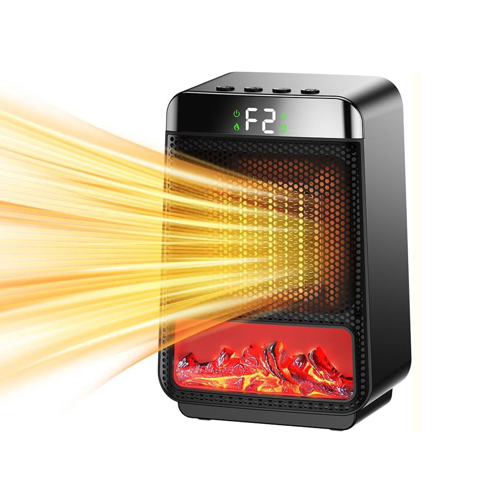 مدفأة كهربائية صغيرة مزودة بمنظم حرارة - مدفأة سيراميك سريعة التسخين مع إضاءة محيطة ديناميكية
