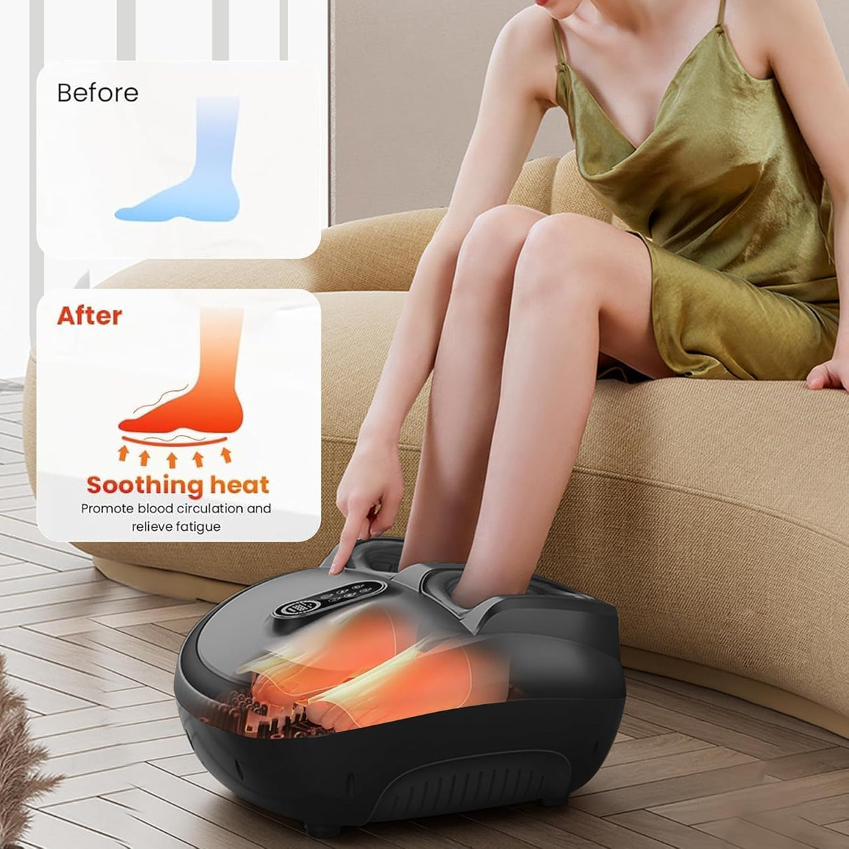 2-in-1 Shiatsu Foot & Calf Massager with Heat | Massager | SASKA Trading