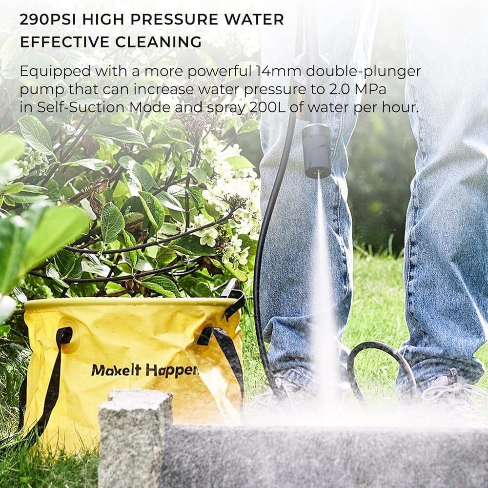 Cordless Power Washing Gun Pro – Portable 2.0 MPa Pressure Cleaner, 5 in 1 Nozzle, USB-C Rechargeable by HOTO