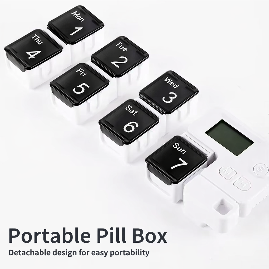 علبة تنظيم الأدوية الأسبوعية 7 أيام قابلة للحمل – مقسمات آمنة مع تسميات وقت الجرعات