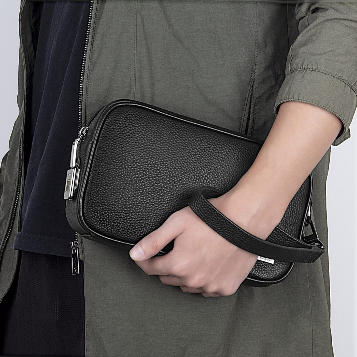 حقيبة يد متعددة الجيوب آمنة من الجلد الطبيعي الفاخر مع قفل ببصمة الإصبع من WiWU