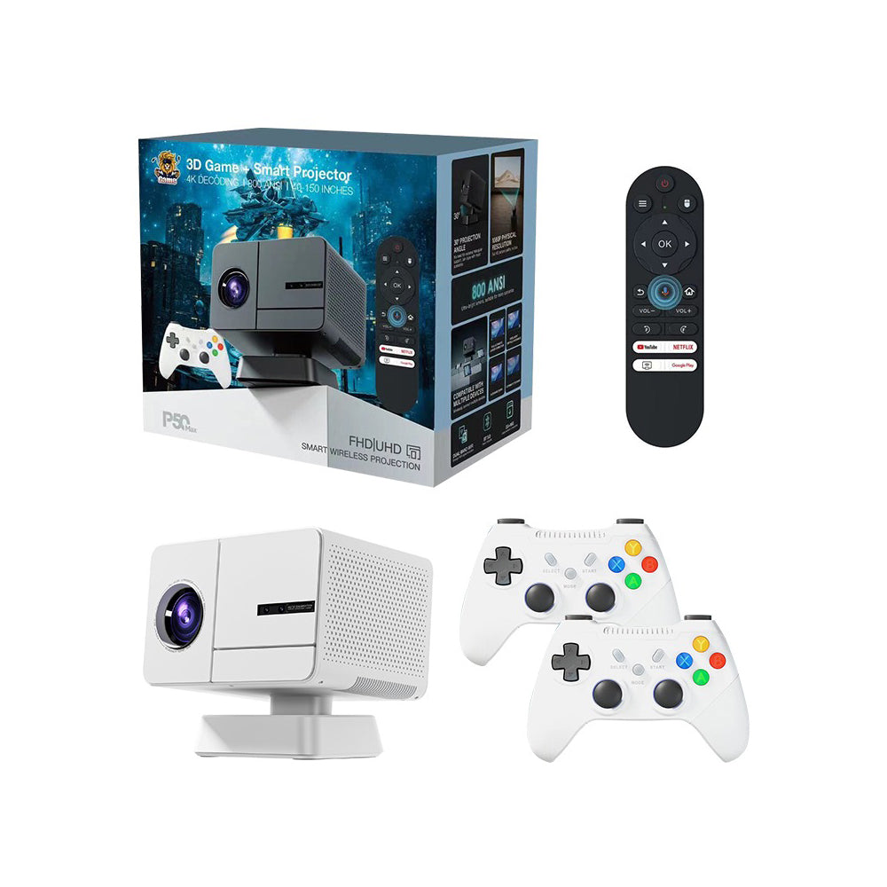 3D Game & Smart Android Projector, WiFi, Big Screen Up to 150 Inch, 2 Gamepads