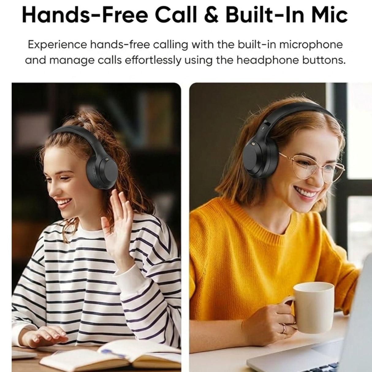 سماعات رأس لاسلكية فوق الأذن بتقنية إلغاء الضوضاء النشط الهجين من WiWU