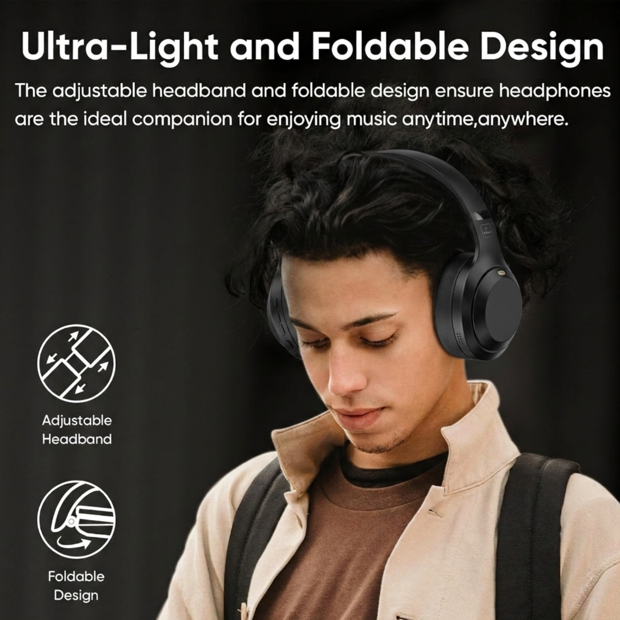 سماعات رأس لاسلكية فوق الأذن بتقنية إلغاء الضوضاء النشط الهجين من WiWU