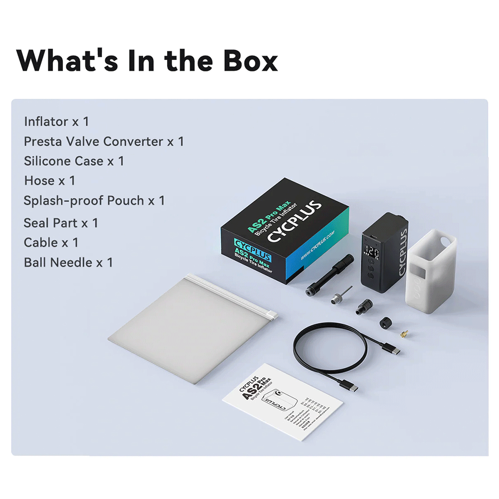 AS2 Pro Max Electric Mini Bike Pump – 120 PSI Max, USB-C Rechargeable by CYCPLUS