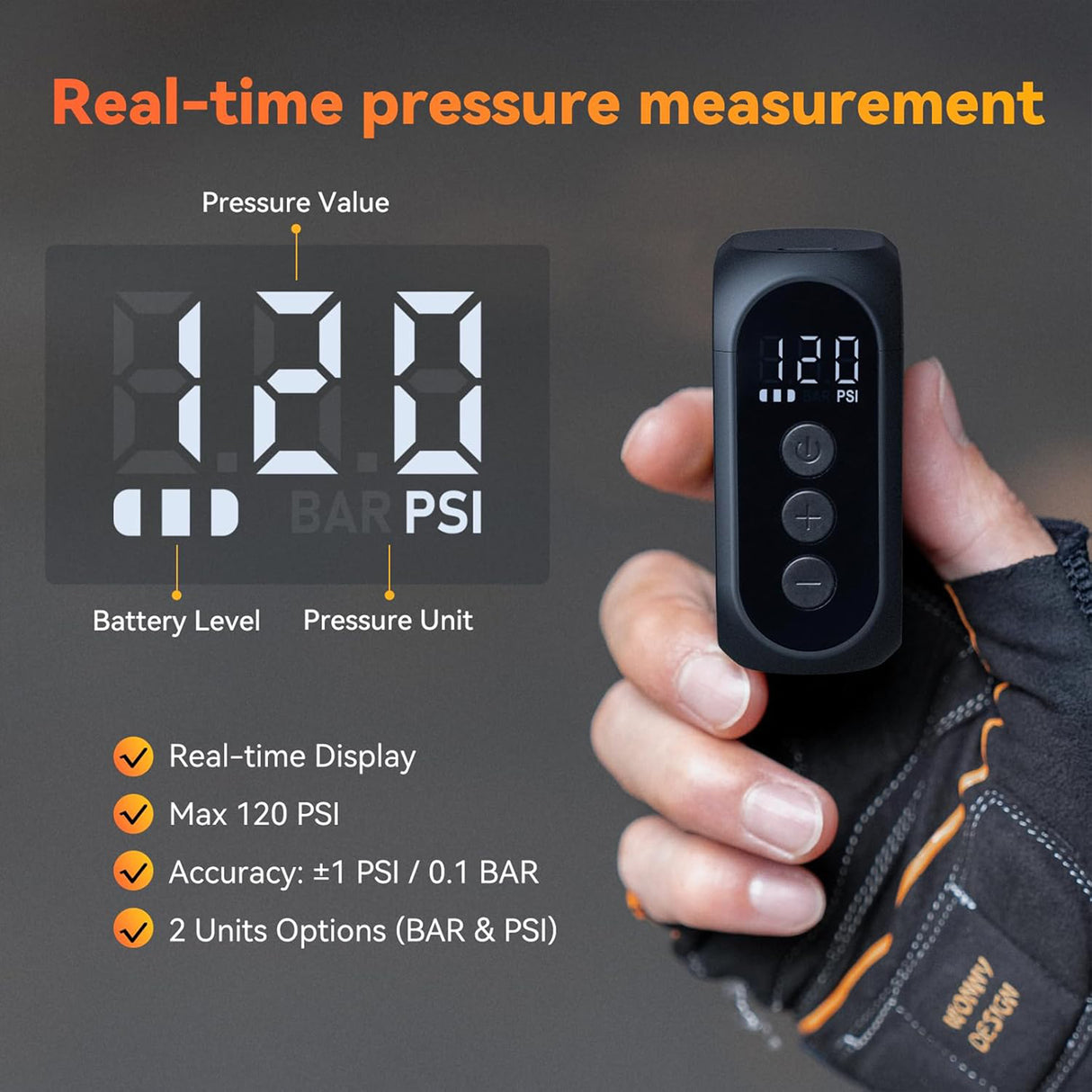 AT1 Pro Smart Electric Tire Inflator – 120 PSI Portable Air Pump with LCD Display & Auto Shut-Off by anoutway