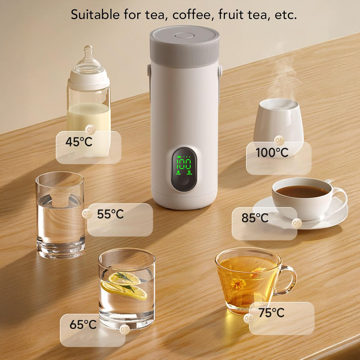 Adjustable Temperature Travel portable Kettle by VVU&CCO | Portable Kettle | SASKA Trading