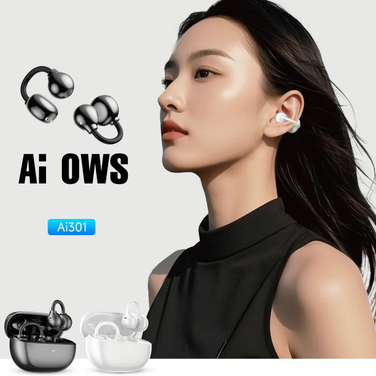 سماعات أذن لاسلكية مفتوحة أذن Open-Ear بصوت HD متوازن ثلاثي لمكالمات واضحة وموسيقى غنية Ai OWS Ai301 من WiWU