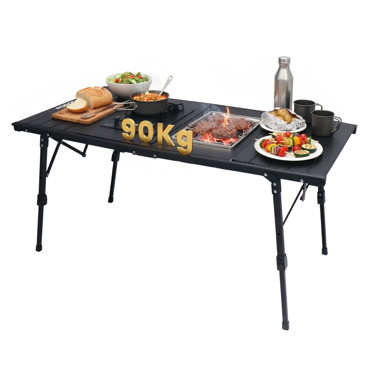 طاولة خارجية قابلة للطي متعددة الاستخدامات مع موقد وشواية مدمجين، من Porodo
