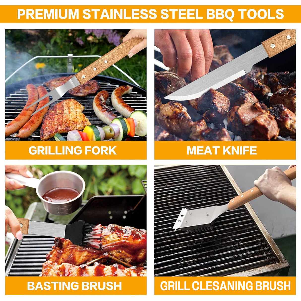 BBQ Stainless Steel Grilling Tools Set 24 in 1 | Outdoor Accessories | SASKA Trading