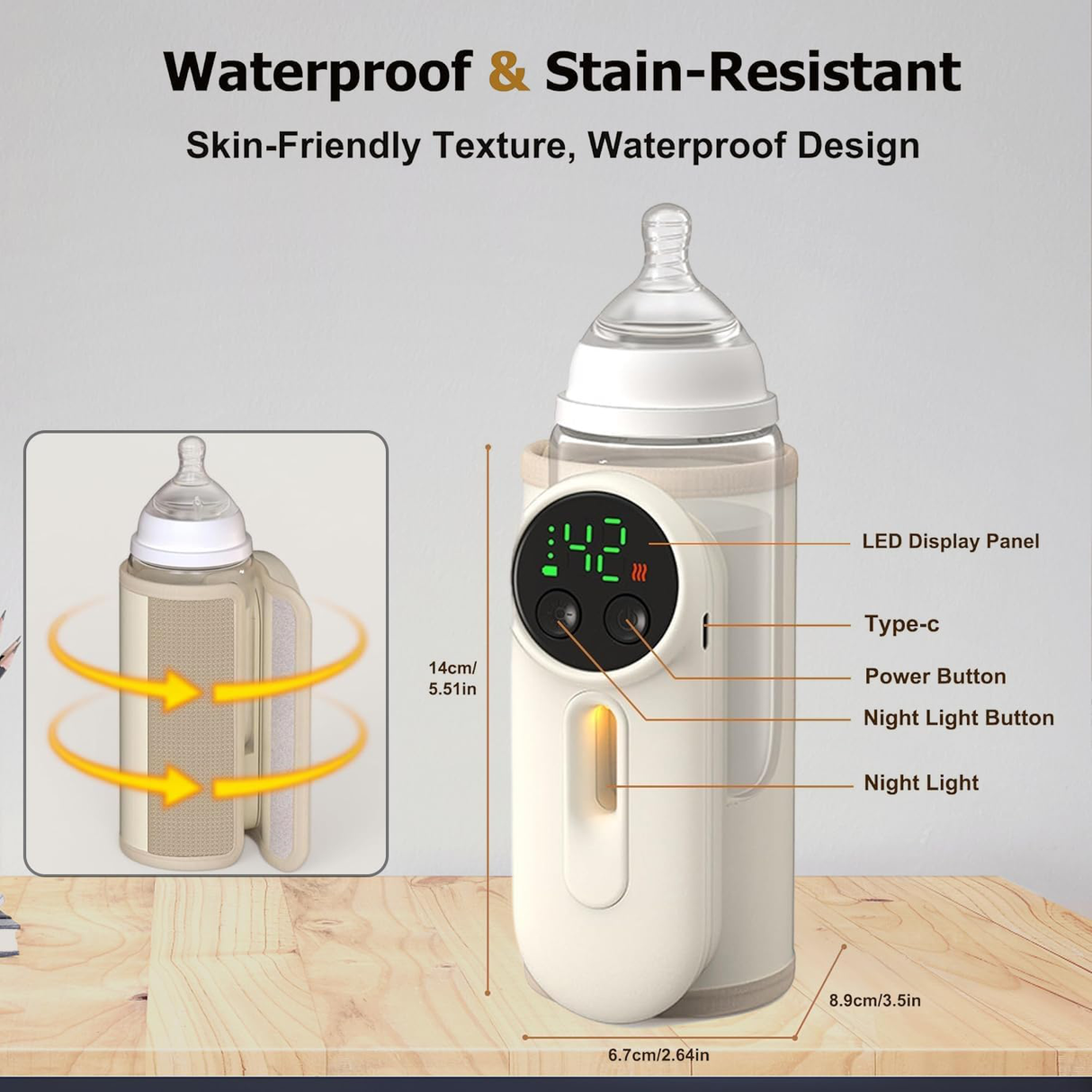 Smart Rechargeable Baby Milk Warmer – Fast 2-Min Heating & 24h Constant Temperature by VVU&CCO