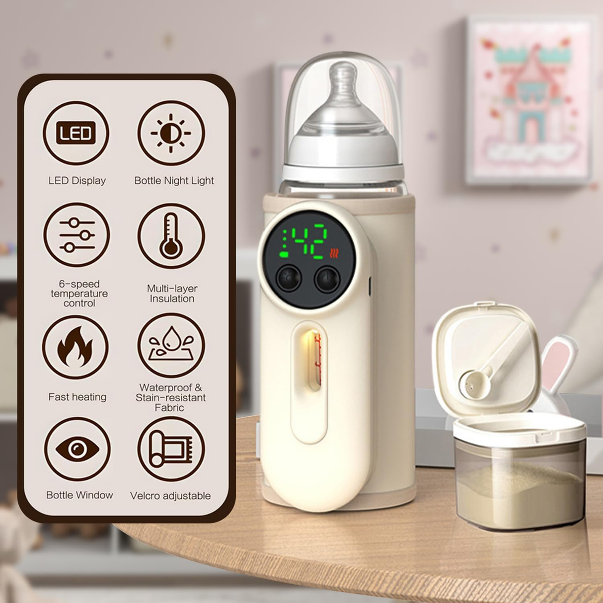 Smart Rechargeable Baby Milk Warmer – Fast 2-Min Heating & 24h Constant Temperature by VVU&CCO