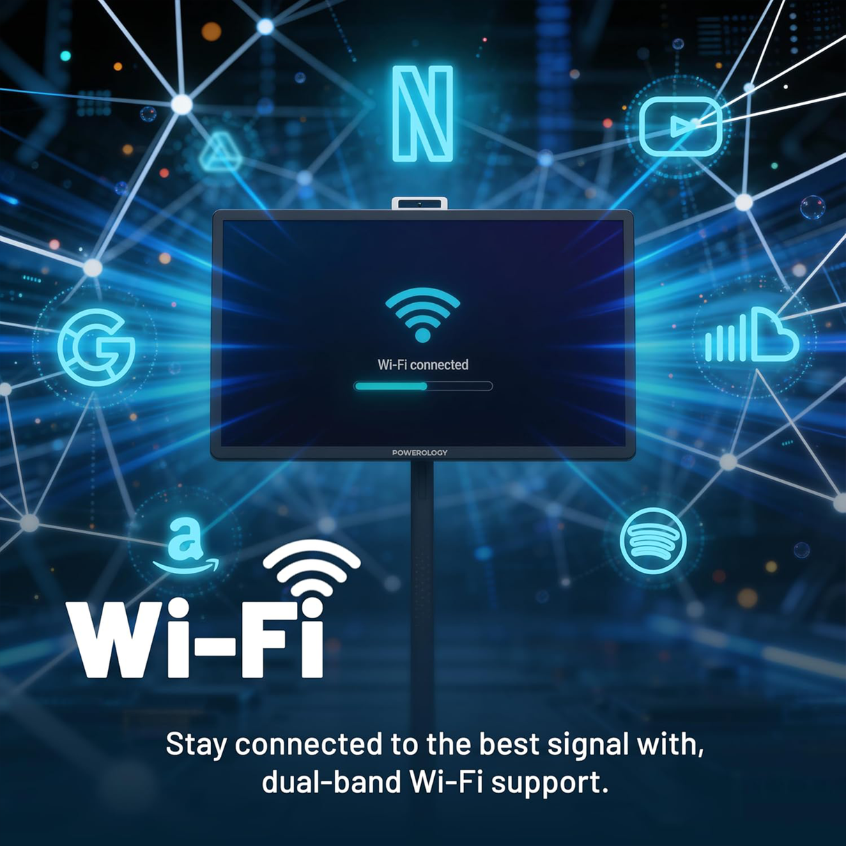 Banf 32″ Portable Smart Monitor – Cordless Bluetooth Display for Work, Gaming & Entertainment by Powerology | Smart Monitor | SASKA Trading