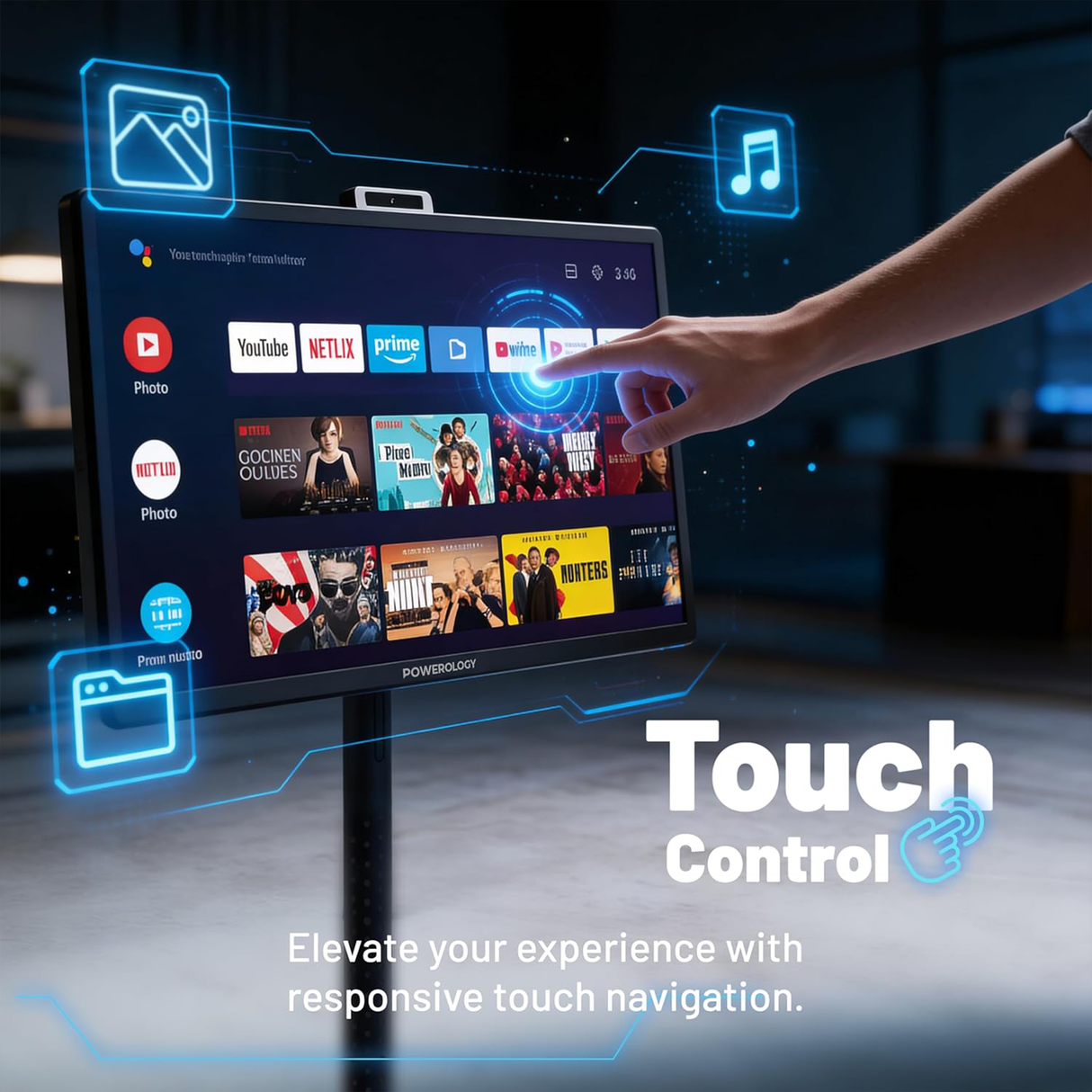 Banf 32″ Portable Smart Monitor – Cordless Bluetooth Display for Work, Gaming & Entertainment by Powerology | Smart Monitor | SASKA Trading