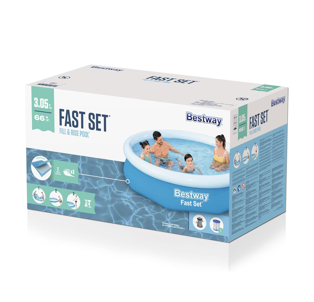Bestway Fast Set™ Pool Set with Filter Pump – 3.05m x 66cm (10' x 26") | Swimming Pool | SASKA Trading