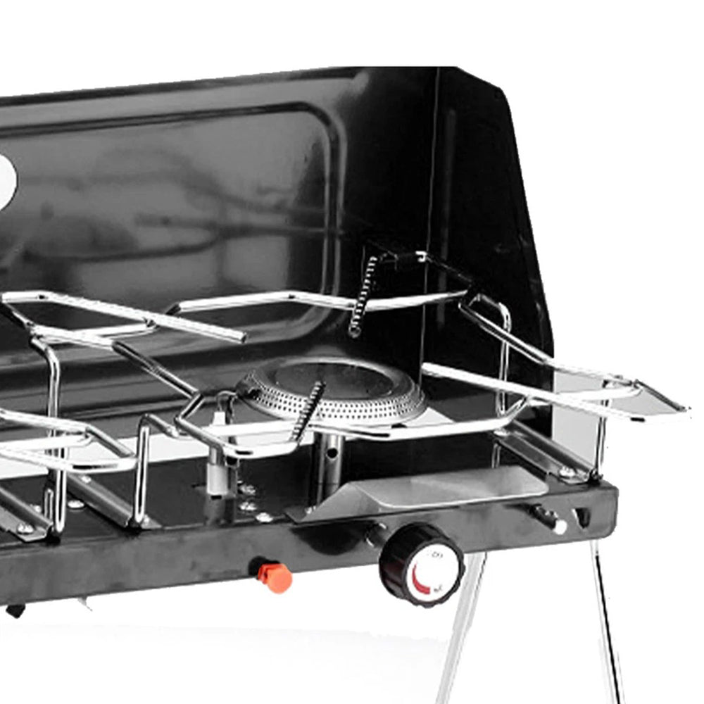 Portable Foldable Dual-Burner Camping Gas Stove I Outdoor Hiking and Picnic Cooker I Lightweight Aluminum Alloy