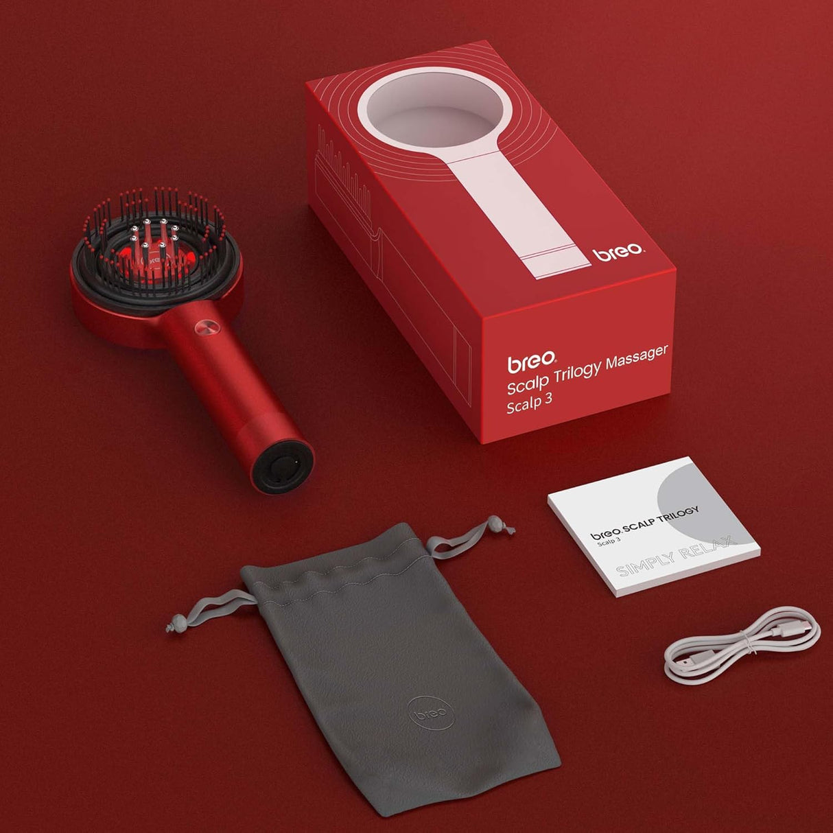 Hair Scalp Trilogy Head Massaging Brush - Scalp 3 by Breo | Head Massager | SASKA Trading