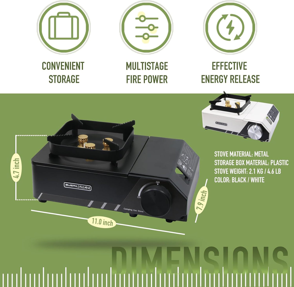 Portable 3 Burners Outdoor Camping Stove by Buerk | Gas Stove | SASKA Trading