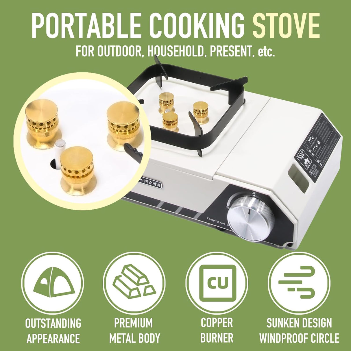 Portable 3 Burners Outdoor Camping Stove by Buerk | Gas Stove | SASKA Trading