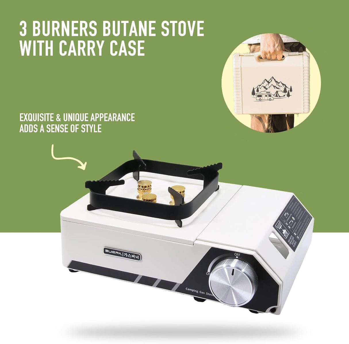 Portable 3 Burners Outdoor Camping Stove by Buerk | Gas Stove | SASKA Trading