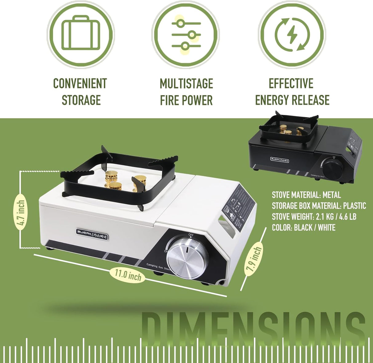 Portable 3 Burners Outdoor Camping Stove by Buerk | Gas Stove | SASKA Trading